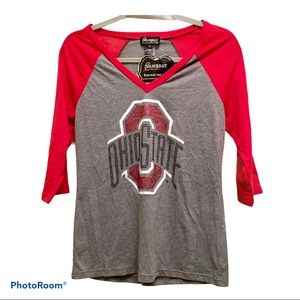 Ohio State Buckeyes 3/4 Sleeve V Neck Bling Tee
